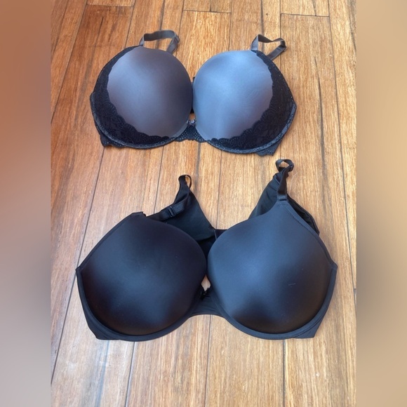 Torrid 46DDD Smoothing Push Plunge Up & Push Plunge Bras Lot Of 2 Black Gray - Picture 2 of 16